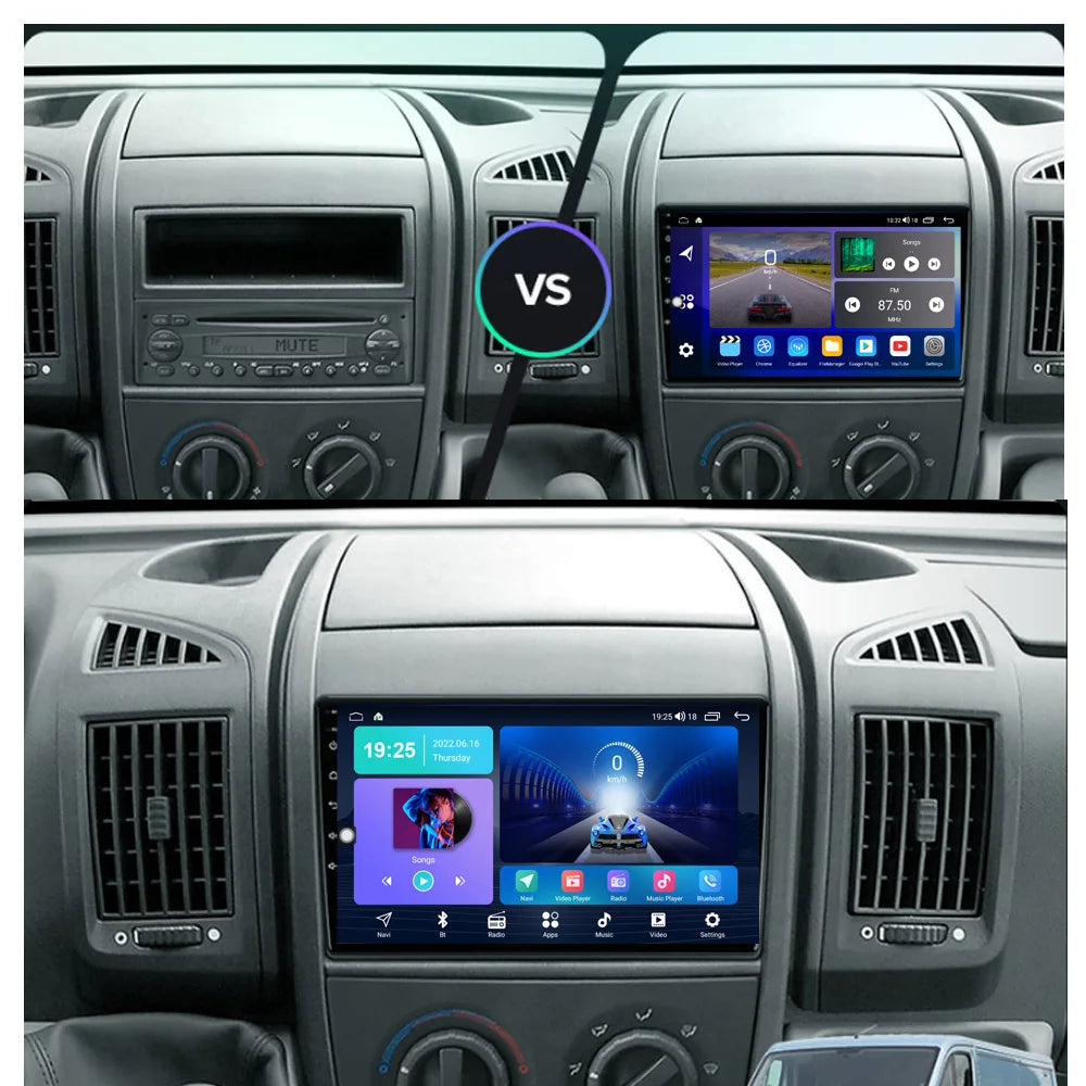 AUTO RADIO LCD 9” GPS BLUETOOTH CARPLAY ANDROID 13 2DIN TOUCH SCREEN FIAT DUCATO 2011-2020