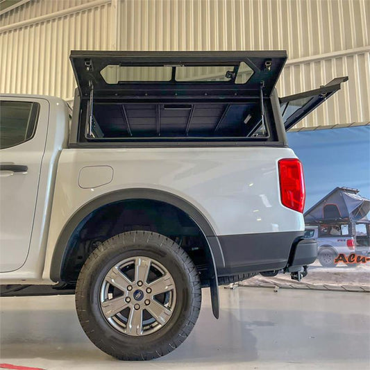 HARD TOP IN ALLUMINIO ALUCAB CONTOUR FORD RANGER 2023+ DOPPIA CABINA, NERO CON FINESTRE