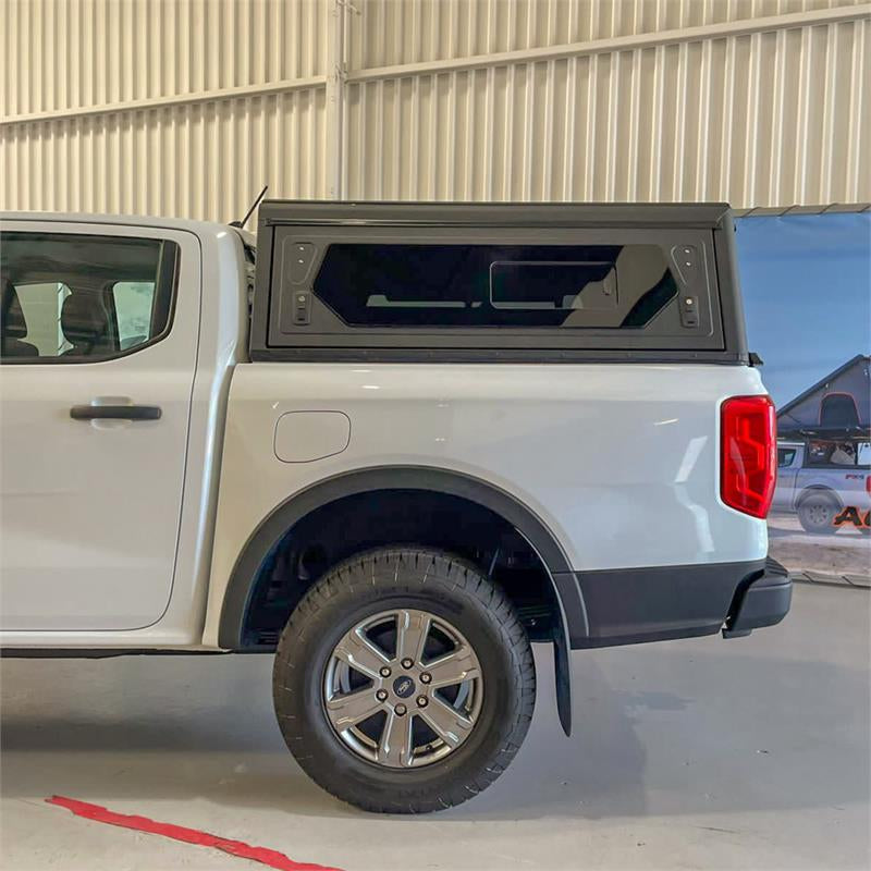 HARD TOP IN ALLUMINIO ALUCAB CONTOUR FORD RANGER 2023+ DOPPIA CABINA, NERO CON FINESTRE