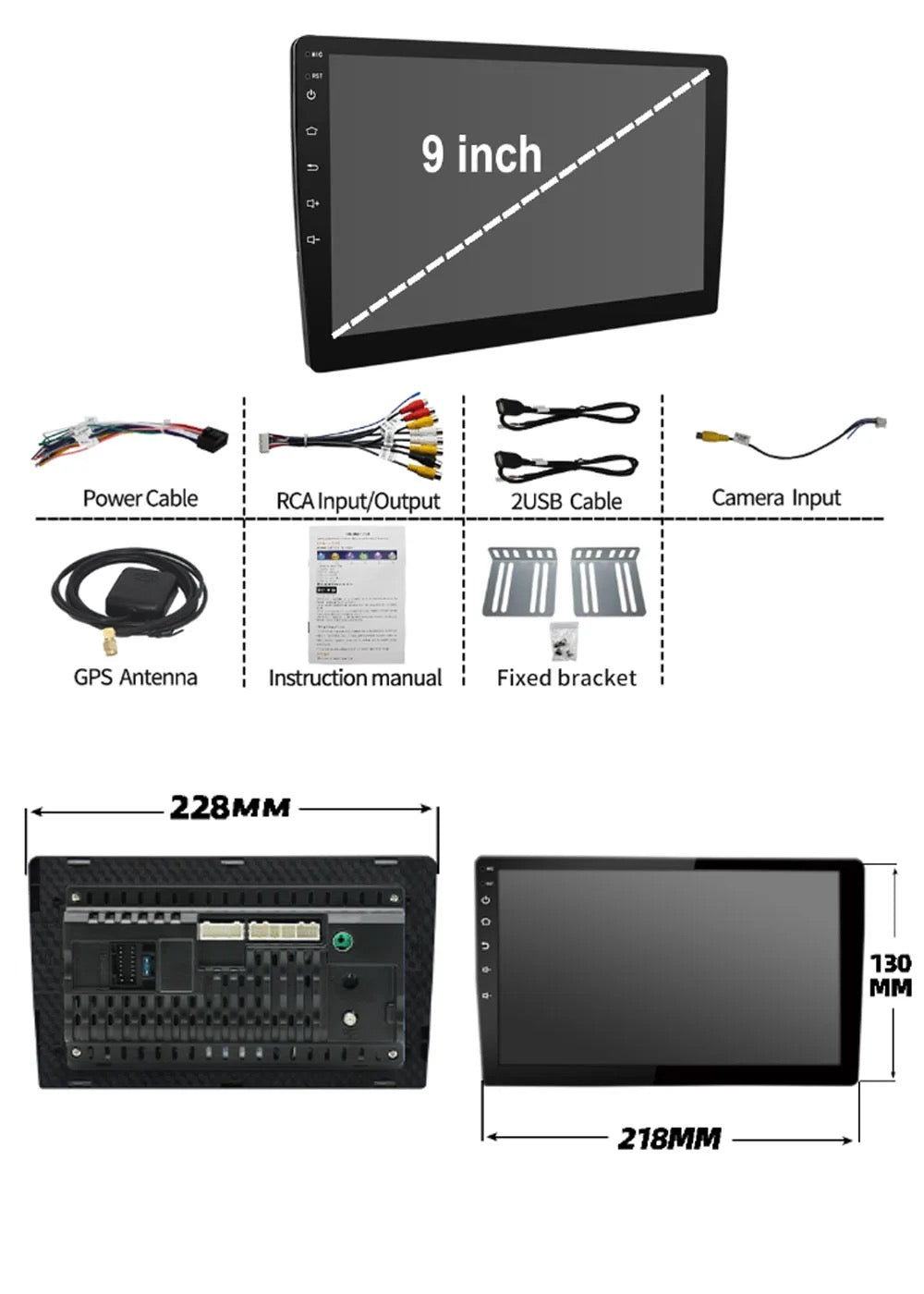 AUTO RADIO LCD 9” GPS BLUETOOTH CARPLAY UNIVERSALE ANDROID 13 2DIN TOUCH SCREEN