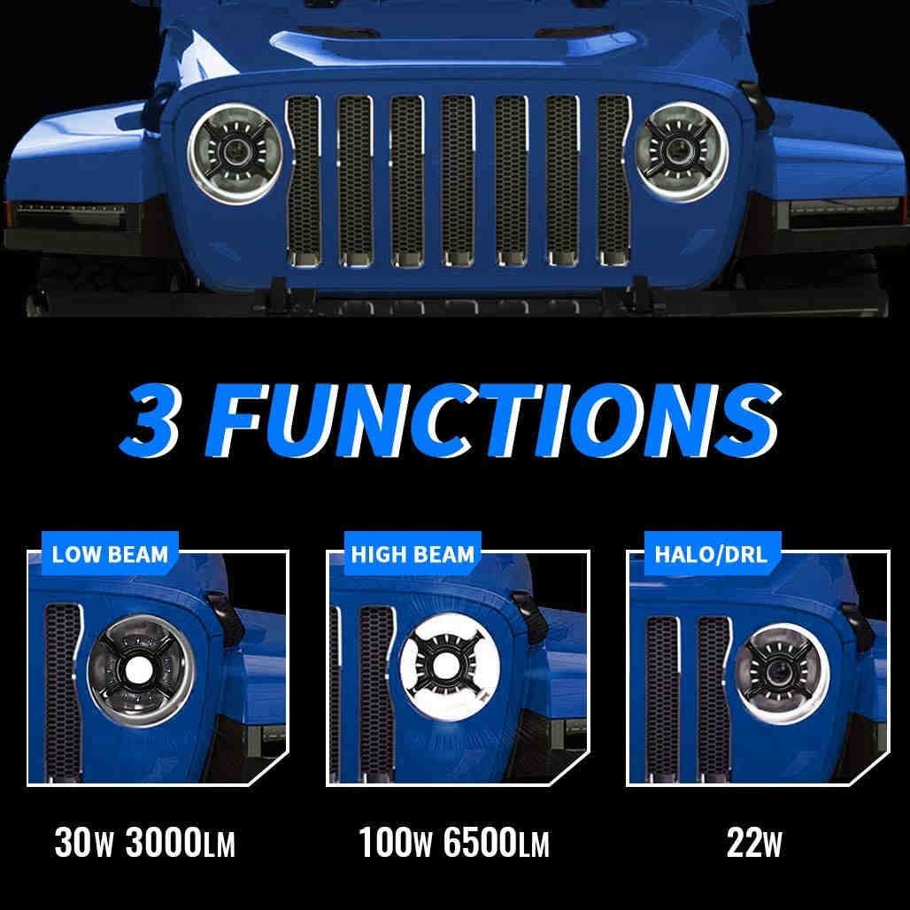 FARI A LED ANTERIORI 9” DRL JEEP WRANGLER JL JT