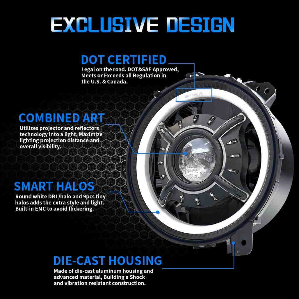 FARI A LED ANTERIORI 9” DRL JEEP WRANGLER JL JT