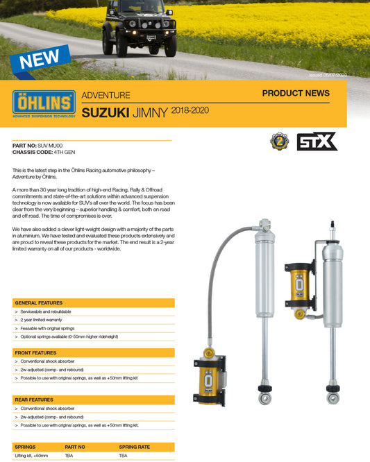 AMMORTIZZATORI OHLINS SUZUKI JIMNY 2018 in poi