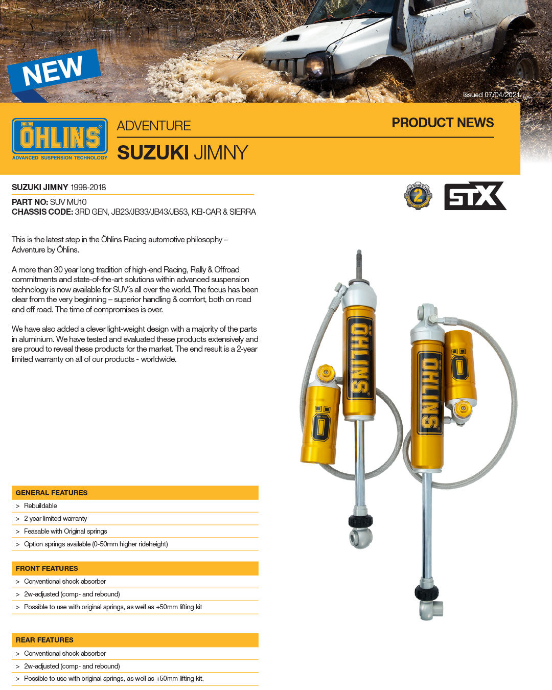 AMMORTIZZATORI OHLINS SUZUKI JIMNY