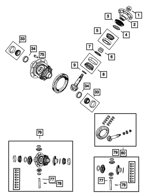 CUSCINETTI DIFFERENZIALE JEEP WRANGLER JK RUBICON DANA 44